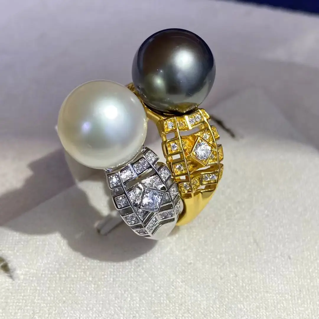 

S925 Sterling Silver Adjustable Ring Mount Settings Findings Mountings Accessory Parts for 11-12mm Pearls