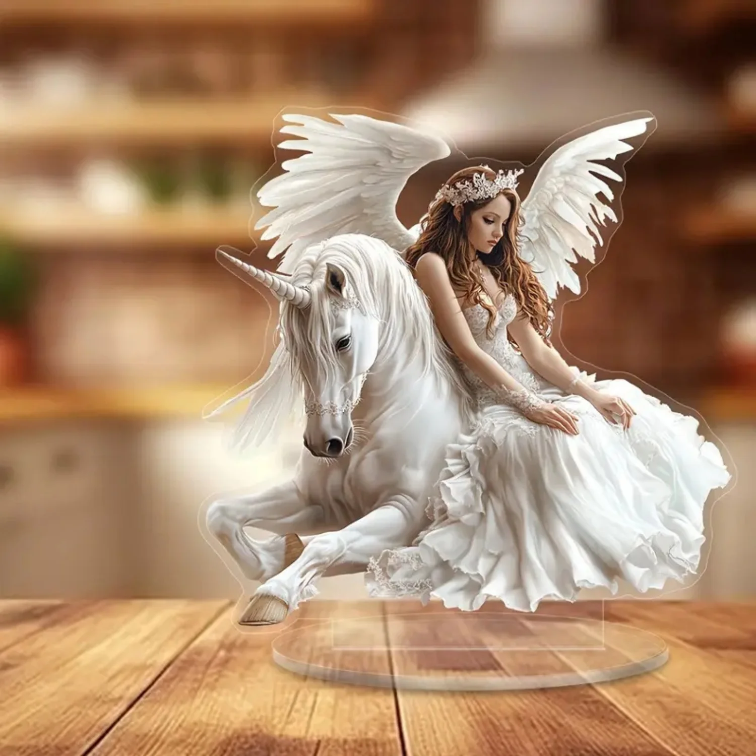 Elegant Elf Fairy Angel Prayer Statue,2D Flat Acrylic Figurine,Home,Office,Cafe,room,Studio,display Case,Table Ornament Decor
