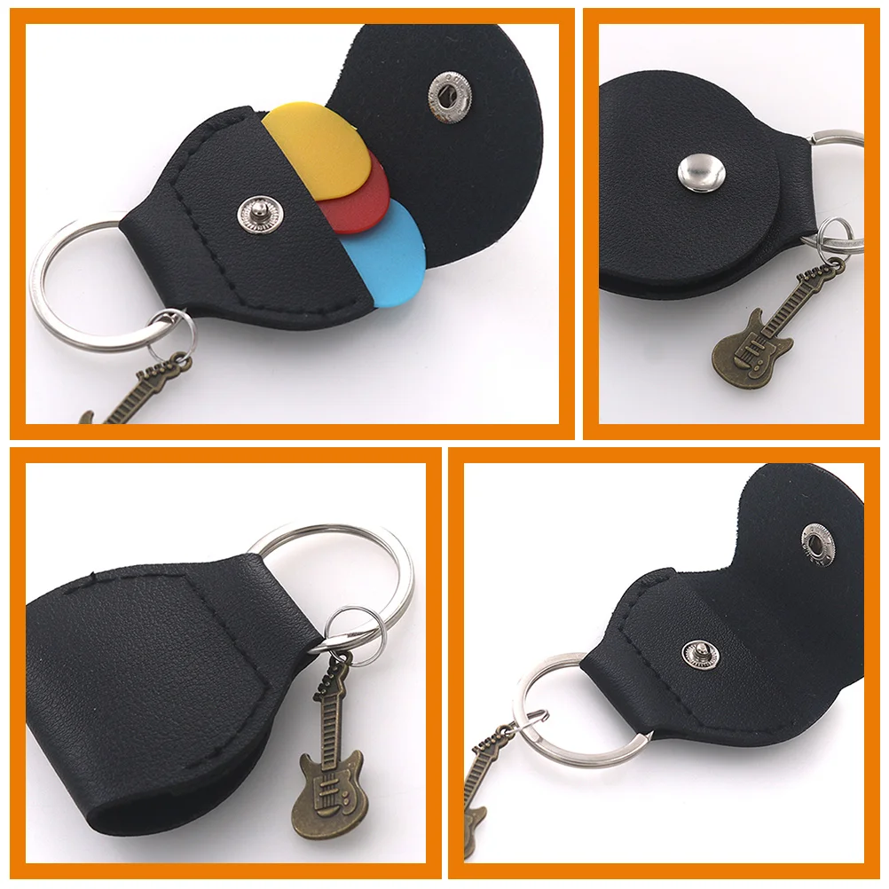 

4 Pcs Pick Bag Holder Guitar Picks Organizer Display Bags Sleeve Keychain Holders Metal