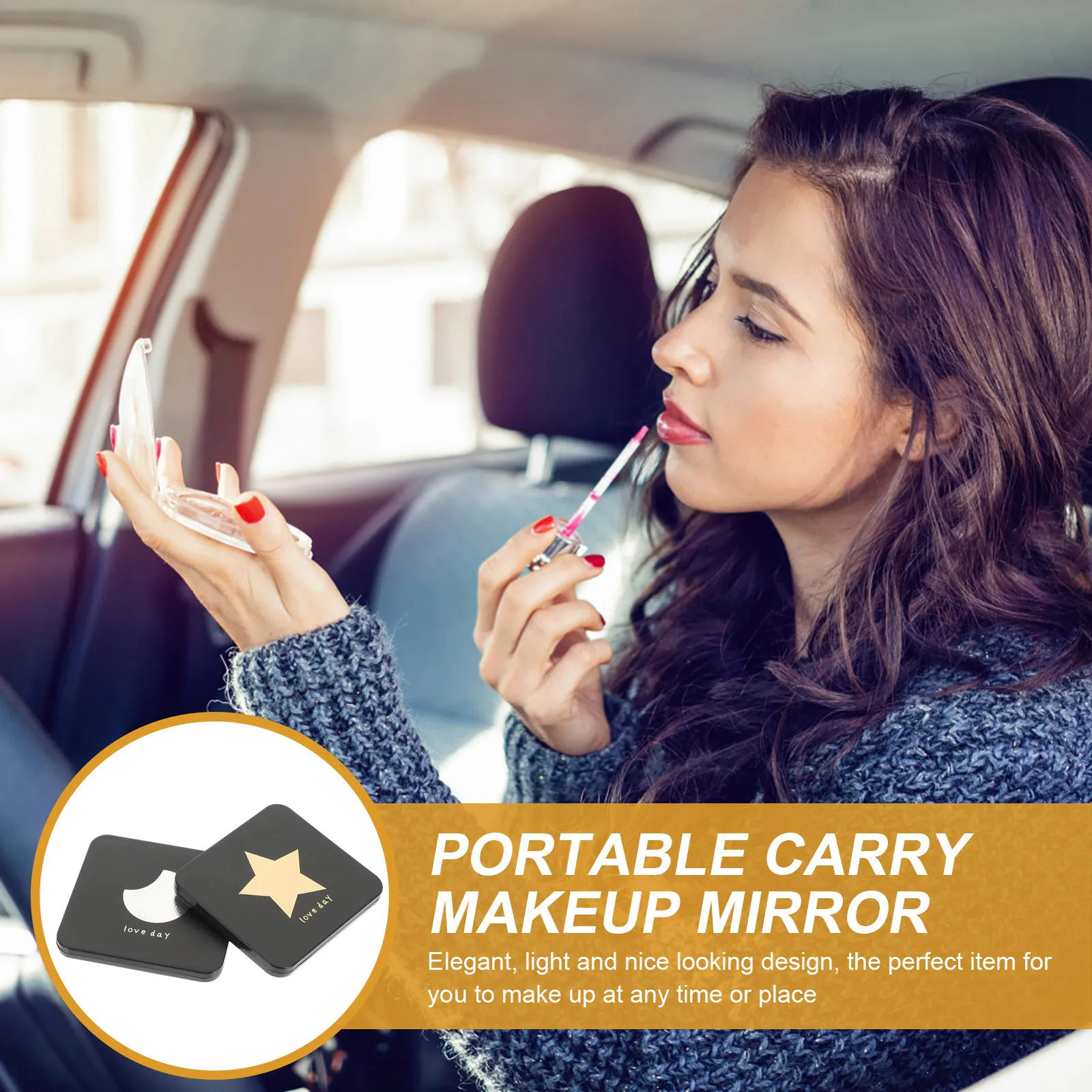 4 stuks dubbelzijdig opvouwbare compacte zak make-upspiegel draagbare reizen kleine make-up portemonnee spiegel buiten essentieel