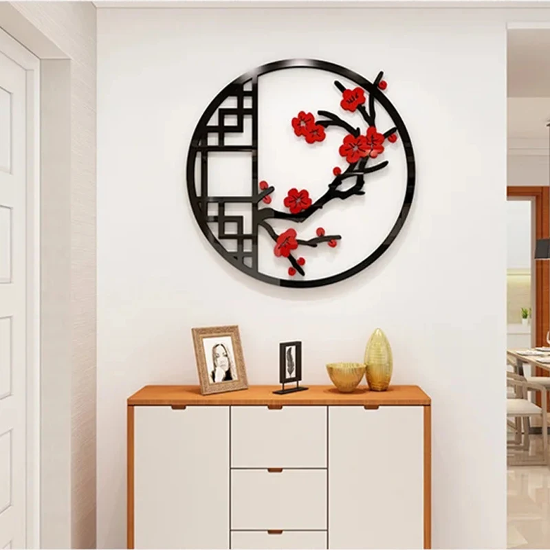 Home Tea House Living Room Stairwell Wall Stickers Chinese Style Decoration Plum Blossom Wall Stickers Acrylic 3D Wall Stickers