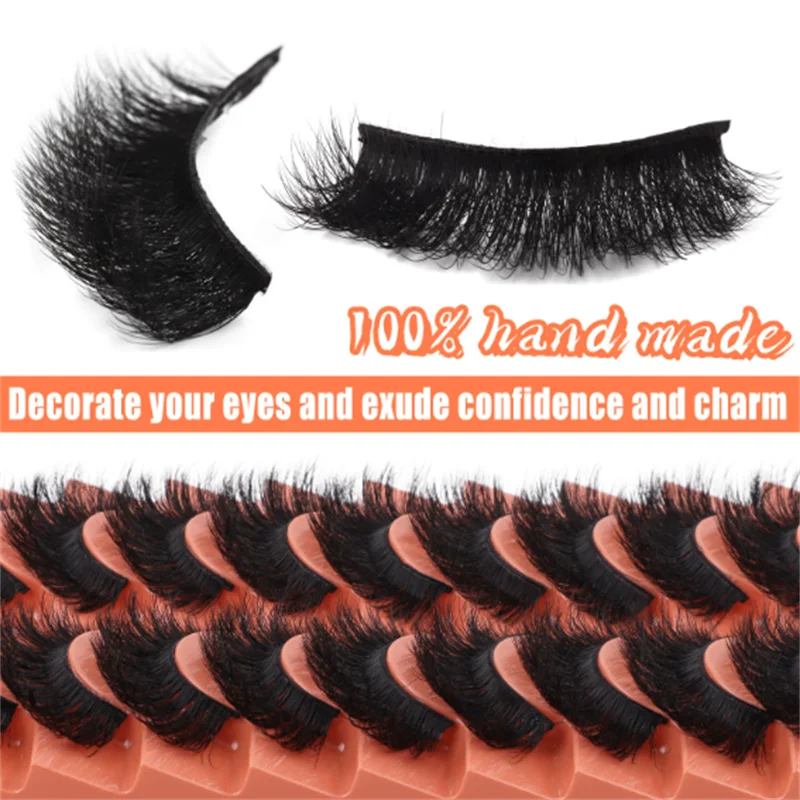 7 paia di ciglia finte 3D dall'aspetto realistico e soffice, filamentate naturali e spesse
