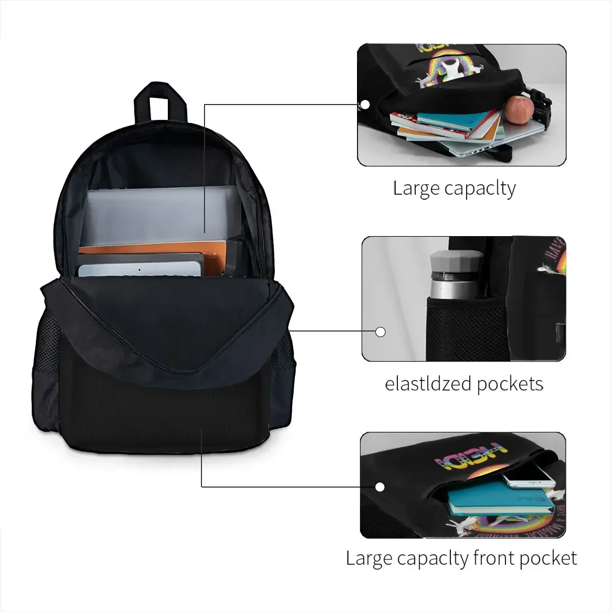 Heidi Have A Magical Birthday Unicorn Rainbow Dabbing Backpacks Bookbag School Bags Rucksack Laptop Rucksack Shoulder Bag