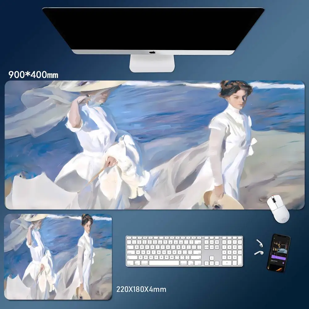 

Mouse Pad Oil Painting Style Desk Mouse Pad Cute HD Desk Pad Extended Gaming Keyboard Mats Large XXL Gamer Mousepad 90x40