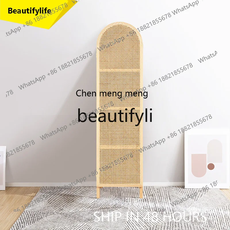 A32 Nordic simple retro B & B solid wood rattan weaving wardrobe bedroom storage wardrobe customization
