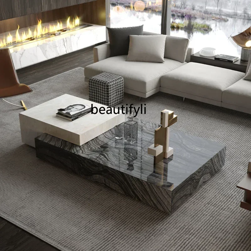 

smt03 New Arrivals h H Natural Marble Coffee Table Living Room Modern Light Luxur Designer Villa Imported Luxur Stone Italian St