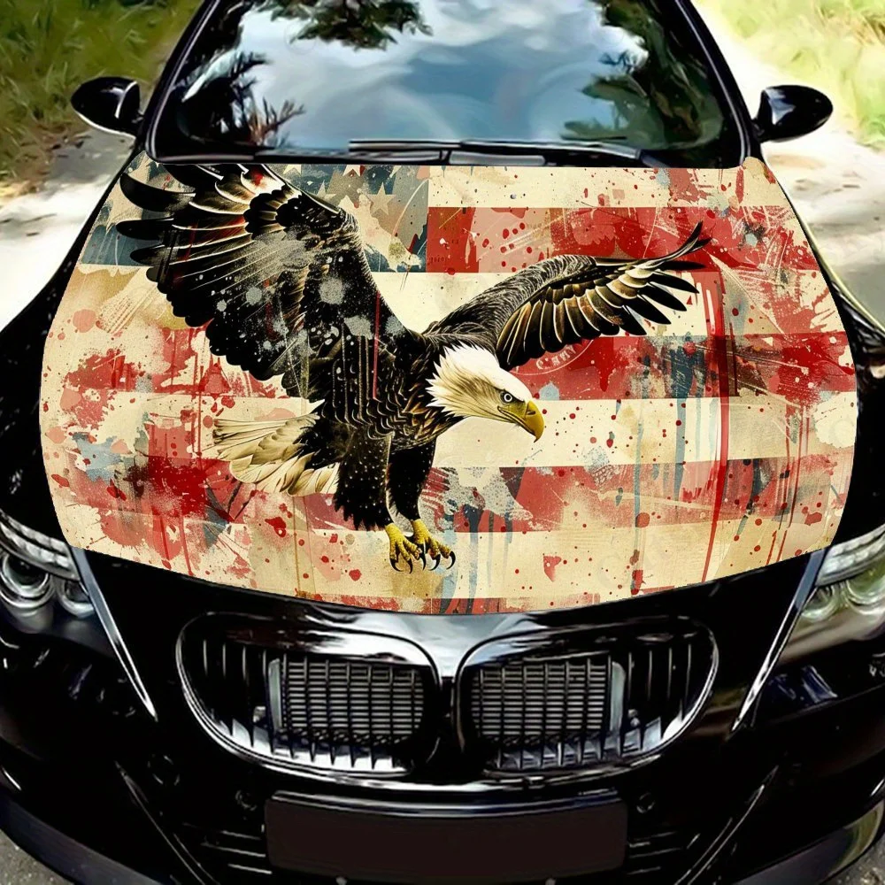 

Винтажные виниловые обертки для автомобиля из ПВХ с изображением орла и флага, самоклеящаяся водонепроницаемая наклейка на капот автомобиля, защитные наклейки для украшения автомобиля