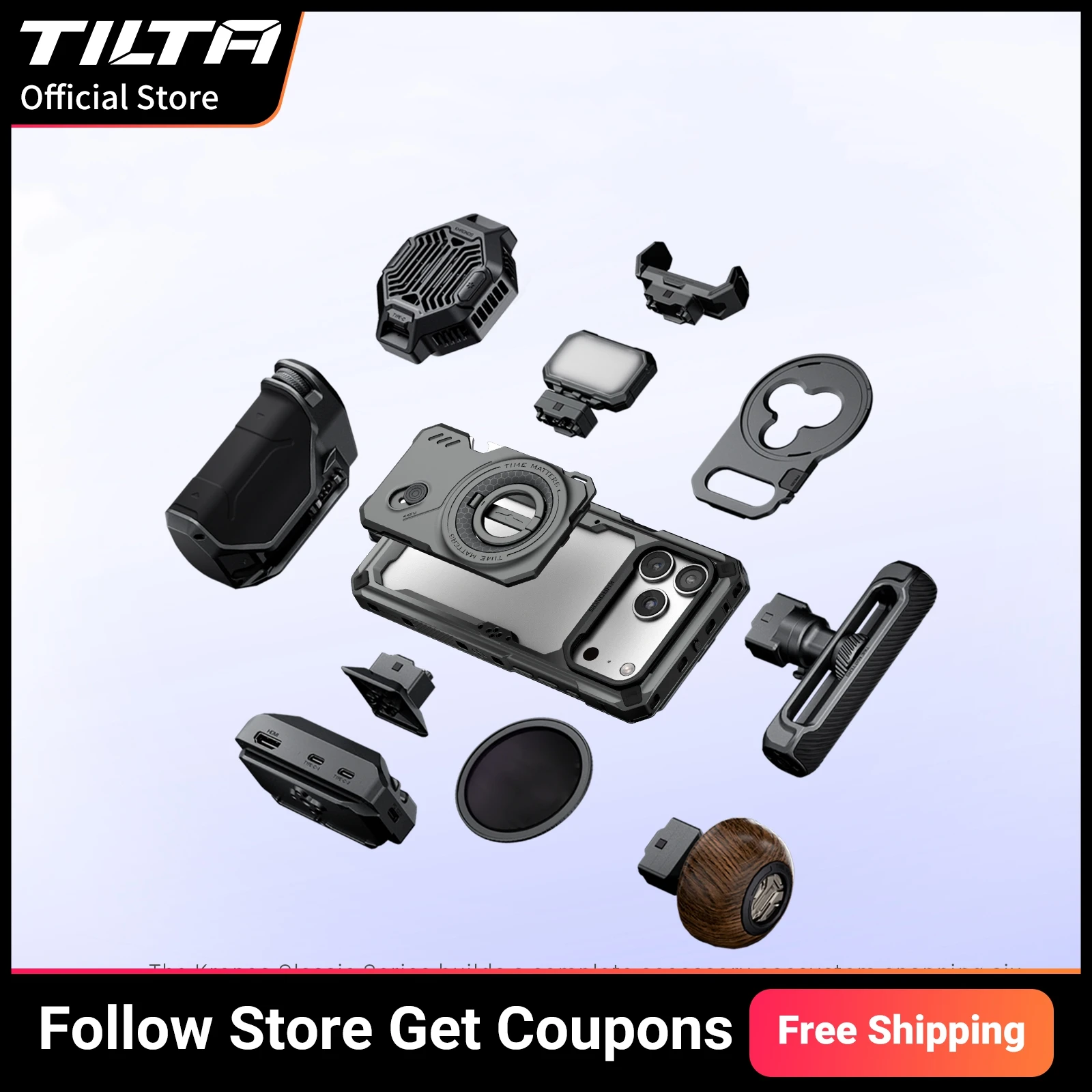 TILTA Khronos Zubehör iPhone 18 Pro/Pro Max Cage Ecosystem Zubehör Basisplatte Schnellwechsel-Filterhalterung 58mm 17mm Gewinde