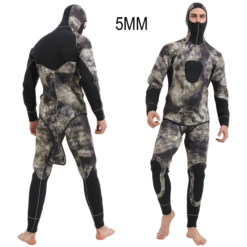 

5MM Scuba UnderWater Hunting Spearfishing Snorkeling Swim Diving Suit Hood Men Neoprene Keep Warm Kayaking Drifting WetSuit