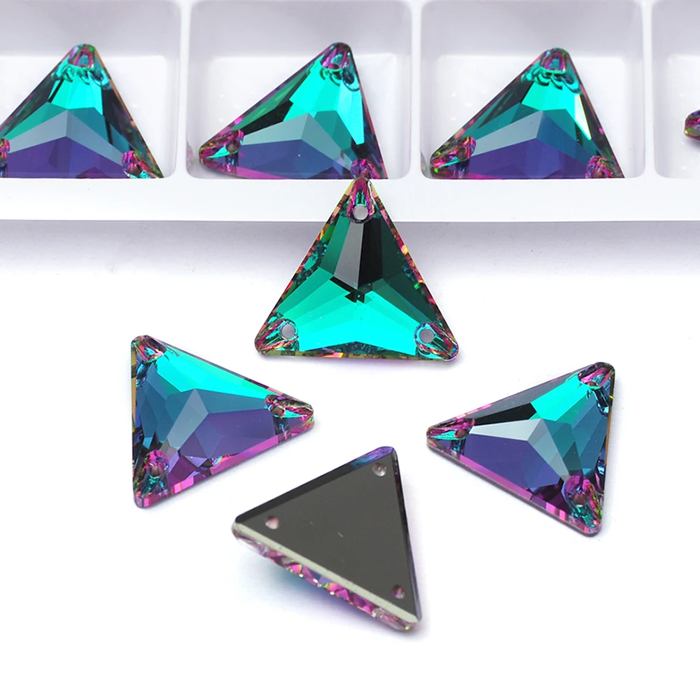 Pubrilex Dreieckige Aufnähbare Strasssteine Großhandel Glas Flache Rückseite Glitzer Näh-Strass-Applikation für Handarbeiten Kleidung Kleider – Detail 15