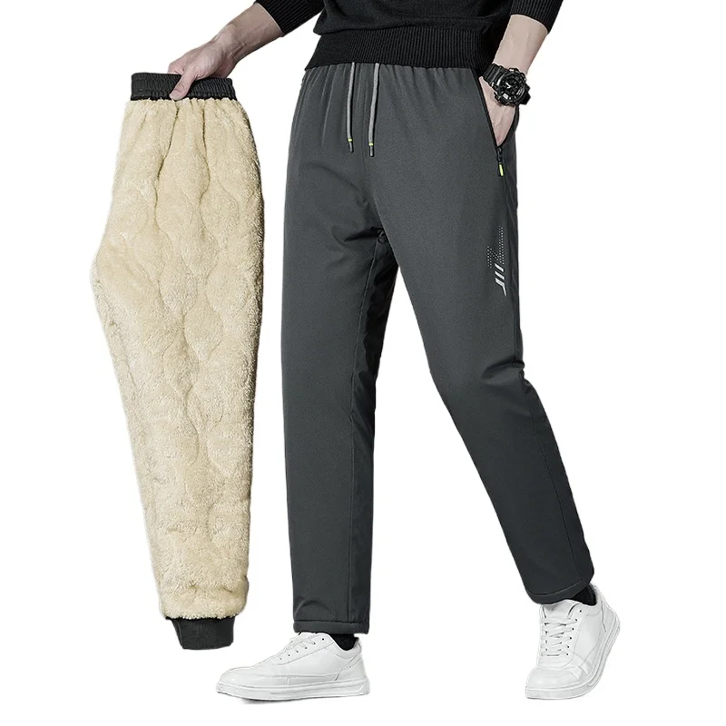

2025 популярные зимние теплые хлопковые брюки из овечьего флиса, водонепроницаемые, на флисовой подкладке, утолщенные морозостойкие повседневные брюки