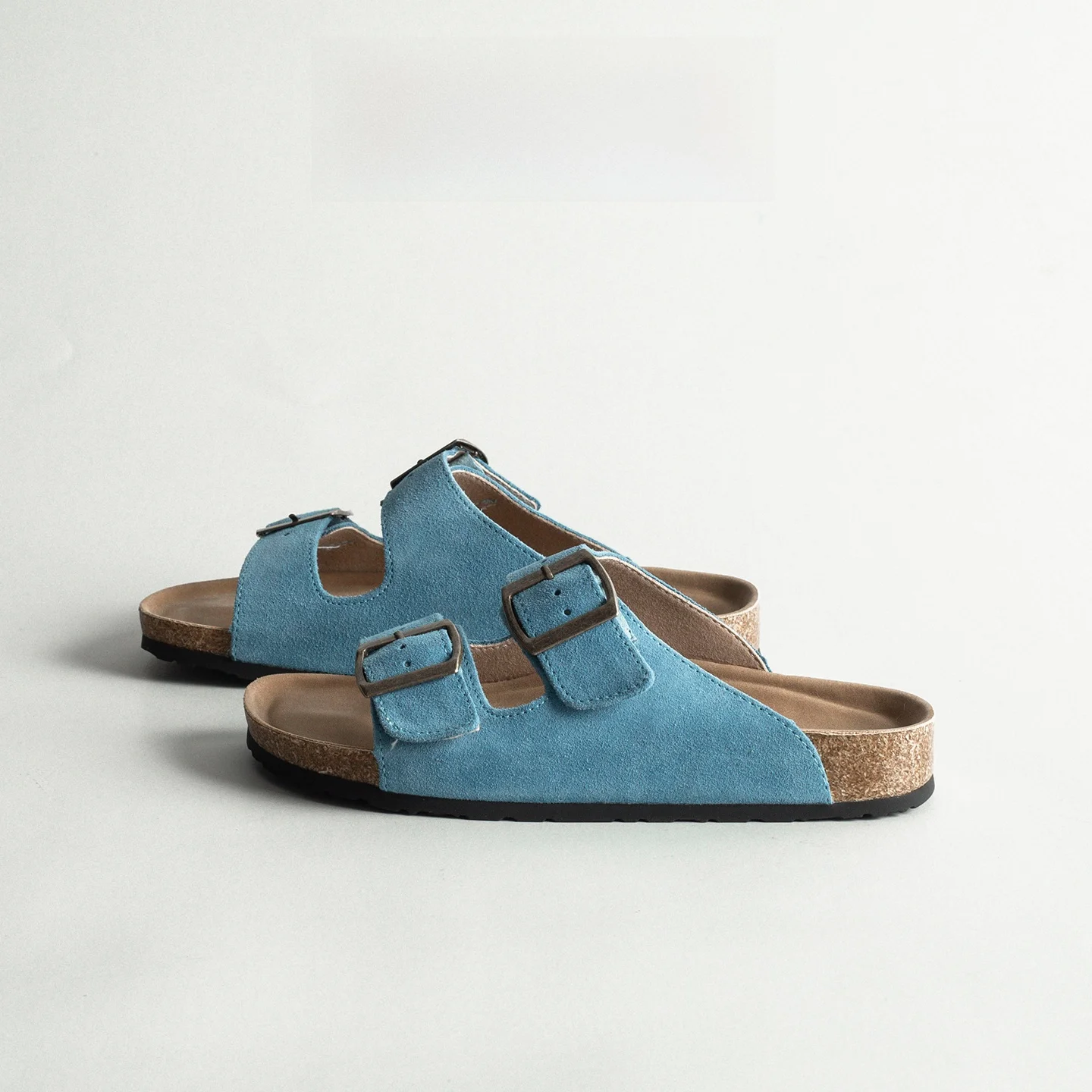 

Genuine Leather Retro Cork Thick Bottom Slippers Women Summer Outdoor Casual Beach Wear-Resistant Slip-On Sandals