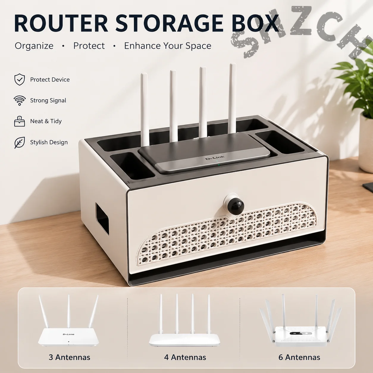 Wall-Mounted Router Storage Box with Ventilation, Cable Organizer for WiFi Modem and Home Office