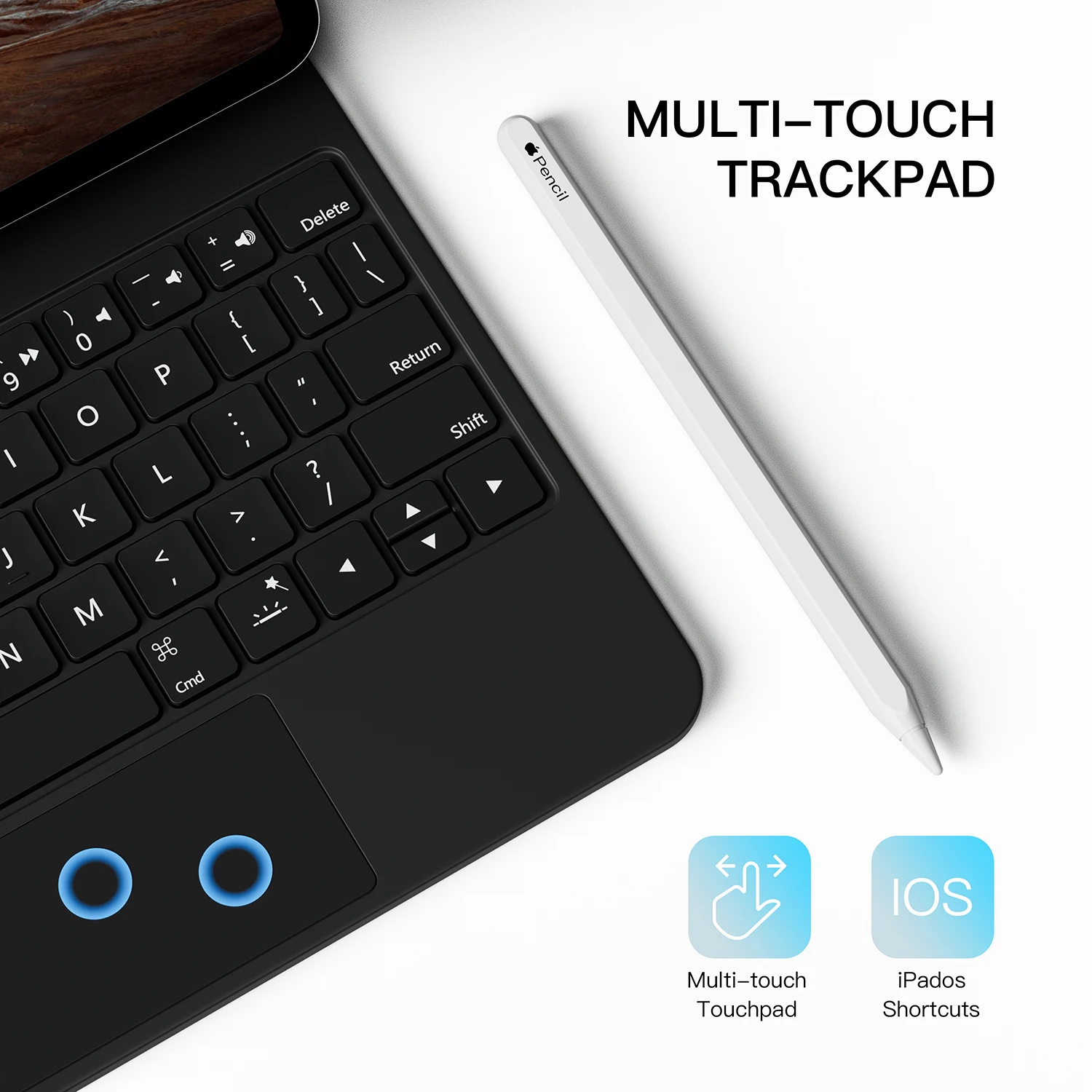 Capa de Teclado Retroiluminada Magnética EISSCCE, Capa de Teclado Mágico com Multi-Touch, iPad Pro 12.9, 6th, 5th, 4th, 3rd Generation