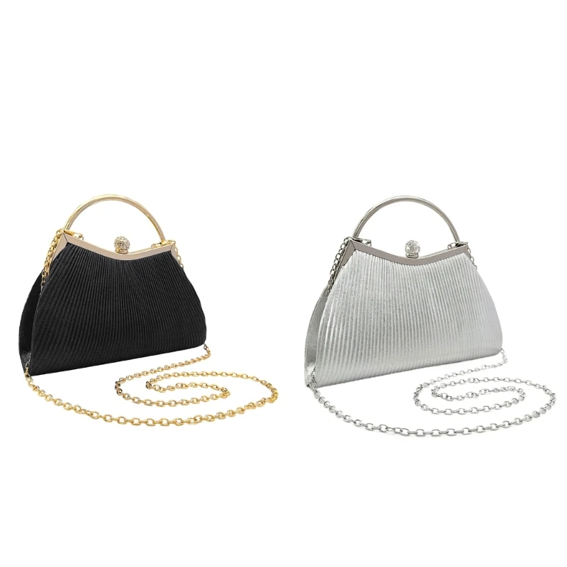 Bolso noche Bolso señora Embragues boda Cóctel Bolso fiesta Plata/Negro