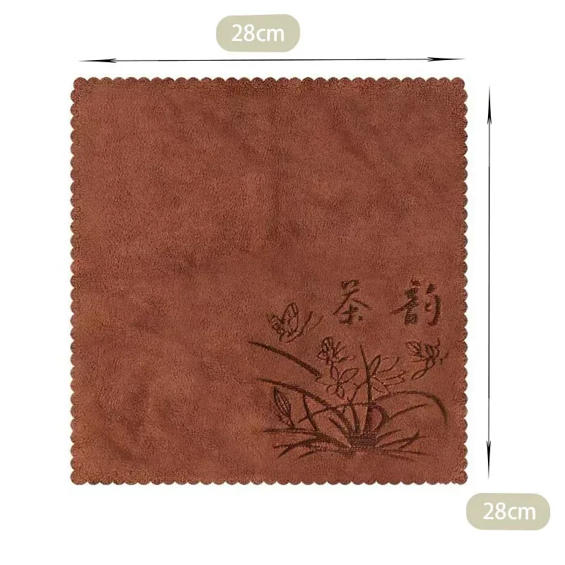 Chinese Flower Pattern Thickened Tea Towel Absorbent Water Rag Tea Napkins Cloth Table Teapot Coaster Tea Set Accessories