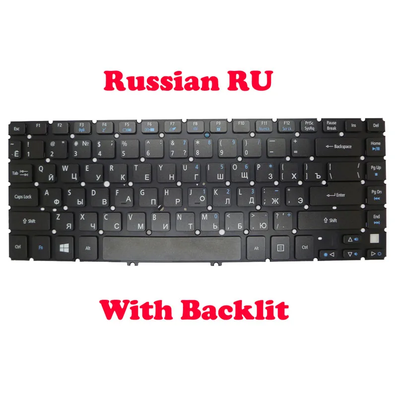 Russian RU Backlit Keyboard For ACER For Aspire M5-481 V5-431 V5-471 MS2360 NSK-R2HBW 0R 9Z.N8DBW.H0R NK.I1417.05Z MP-11F7