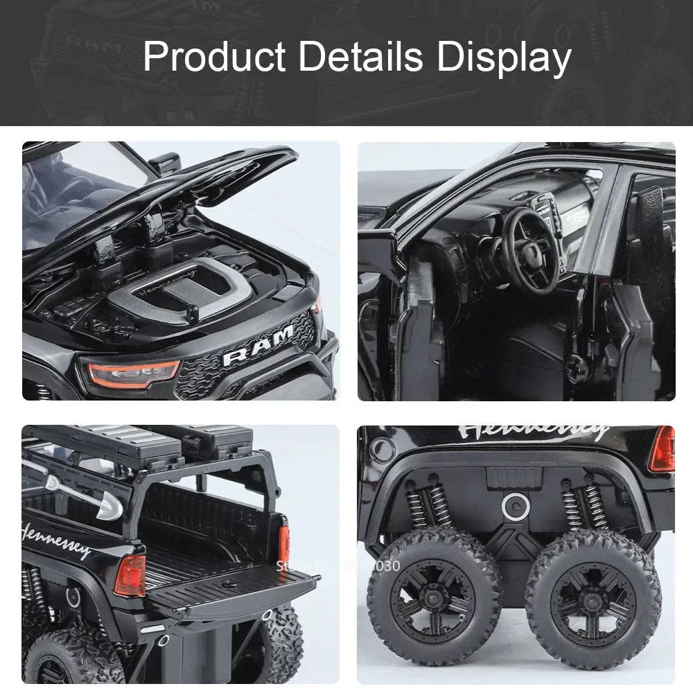 1:32 RAM Mammoth Rolls Royce Phantom 6x6 Zabawki Samochody Modele Napęd na Sprężynę Światło Muzyka Miniaturowe Pojazdy Terenowe Prezenty dla Maluchów i Dzieci