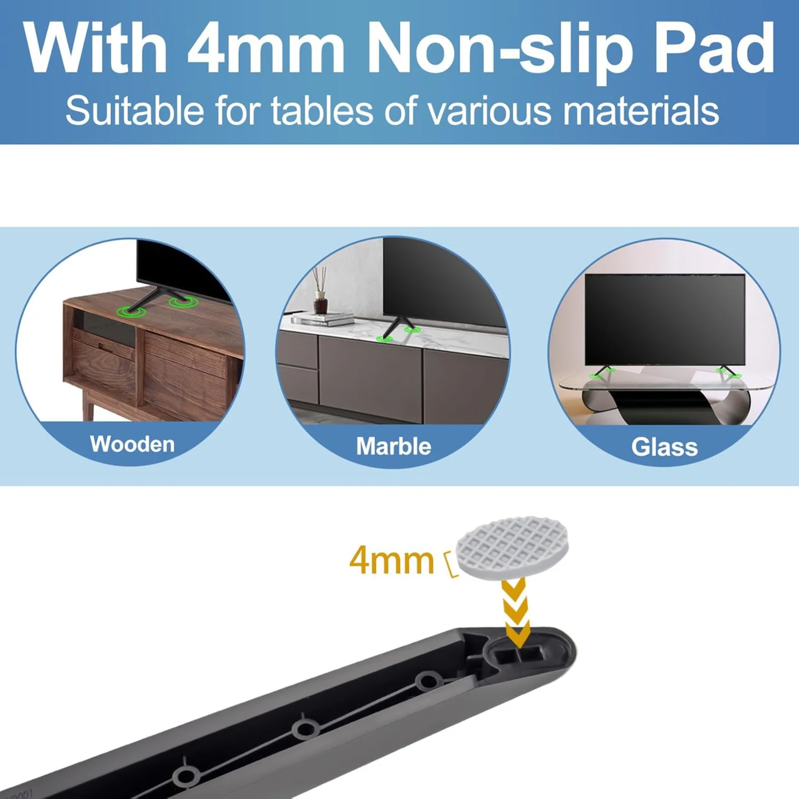 Universal TV Base Stand Legs With Screw Black Television Tabletop Foot TV Stand Base Mount Bedroom for TCL28/32/40/43/49-65 inch
