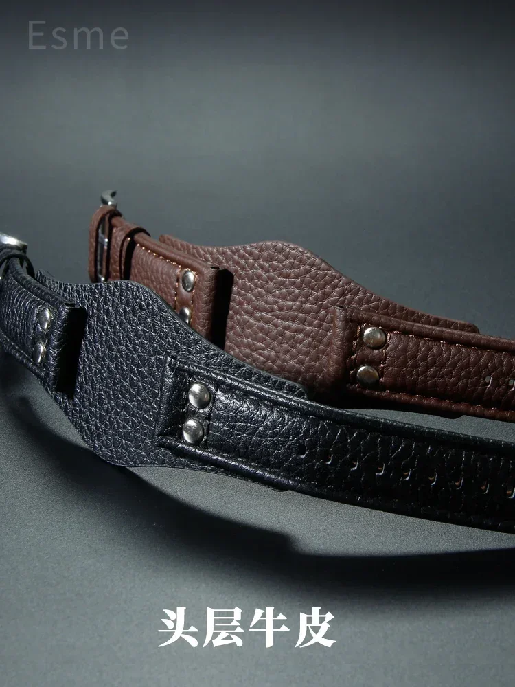 Untuk fosil Ch2564 Ch2565 Band gelang jam pria kulit asli terintegrasi hitam cokelat aksesoris terintegrasi 22mm