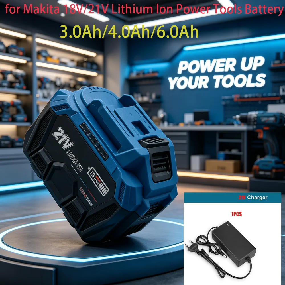 

High-Quality 21V 3/4/6Ah Replacement Battery for Makita 18V LXT BL1850 BL1840, Type-C Fast Charging with BMS Safety Protection