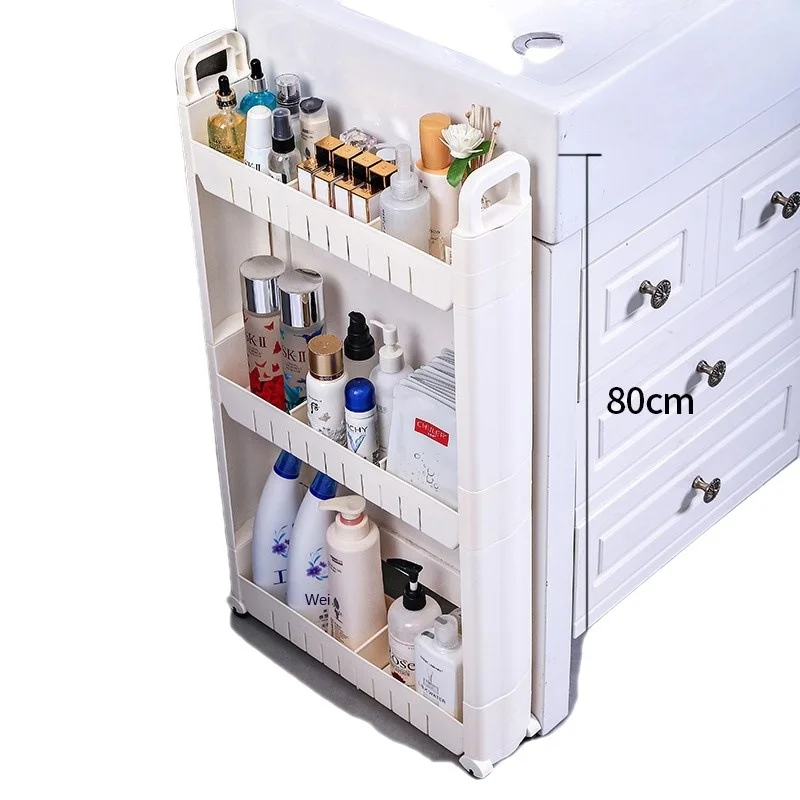 10cm narrow seam storage trolley, bathroom crevice shelf, toilet side cabinet gap, kitchen door back shelf for storage