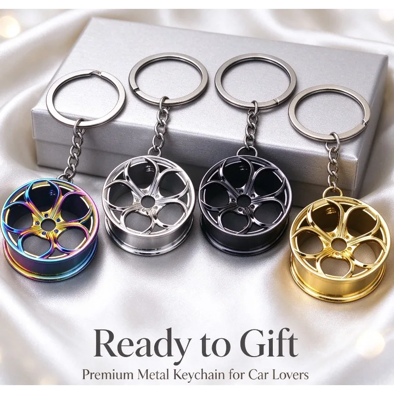 Mini Car Wheel Rim Keychain Metal Key Ring Pendant For Men Car Enthusiast Gift Key Chain For Bag Key Decoration
