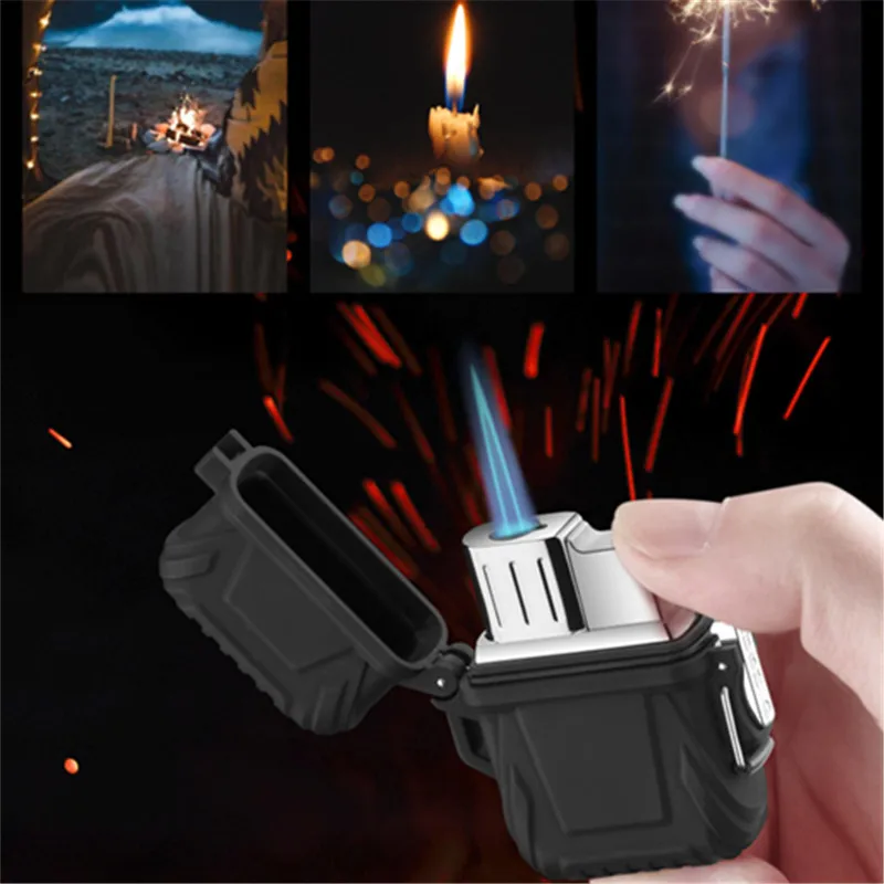 New Portable Waterproof Outdoor Gift for Men Single & Double Option Windproof Gas Operation with Exchangeable Housing Tool