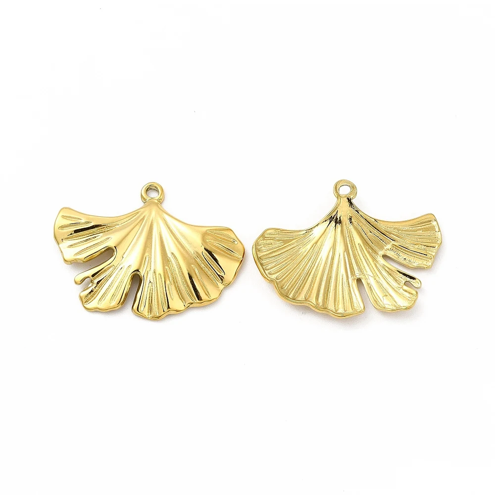 20pcs 304 Stainless Steel Pendants Ginkgo Leaf Charm Gold Plated for Making DIY Jewelry Necklace Earring Bracelet Supplies