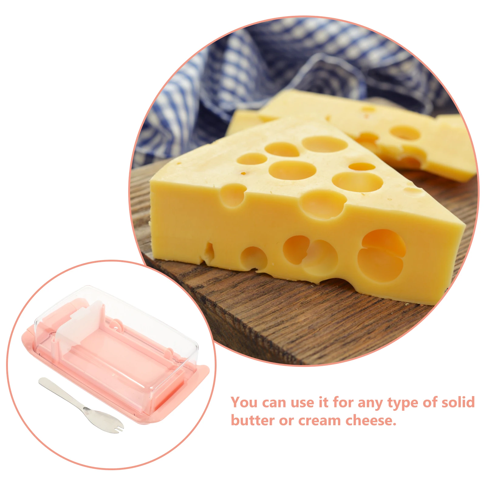 

Butter Storage Box Pink Case Lid Household Tableware Container Crisper Food Grade Sealed Dust Proof Fresh Hygienic