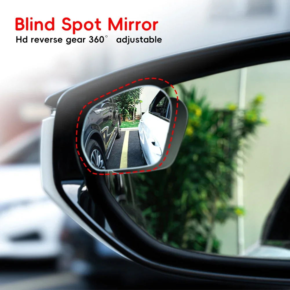 2pcs Car Rearview Mirrors 360 Degree Adjustable Blind Spot Mirror HD Frameless Wide-angle Rearview Auxiliary Mirrors Universal