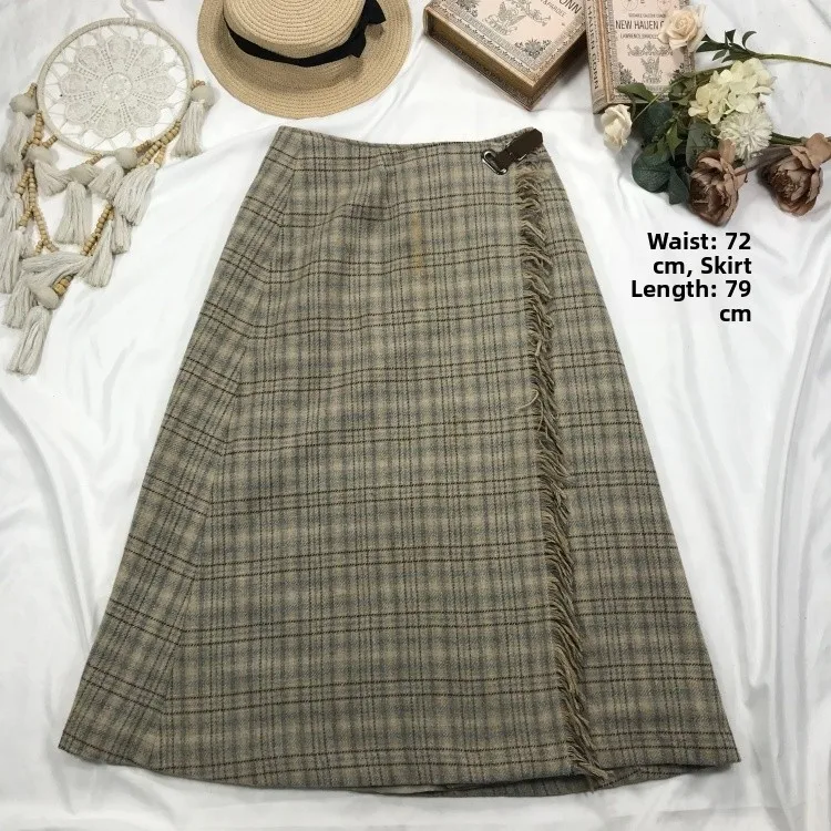 

Vintage Japanese Woolen Autumn Winter A-Line Skirt Casual Versatile Retro Sle for Ladies Commuting op Leisure