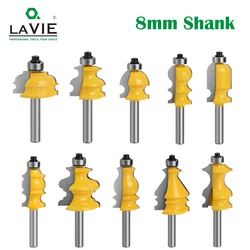 LAVIE 1 pc 8mm Shank Architectural Molding Handrail Router Bit Casing Base CNC Line Woodworking Cutters Face Mill