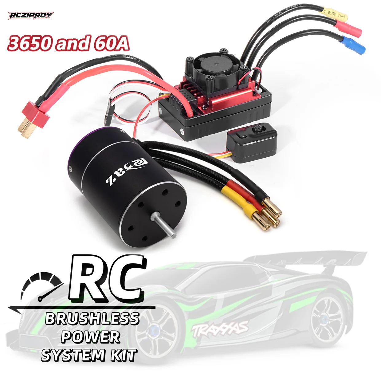 

RCZIPROY Brushless Combo 3650 Motor High kv with 60A ESC Combo for 1/10 RC Track Axial SCX10 Tamiya Traxxas Short Truck Off-Road