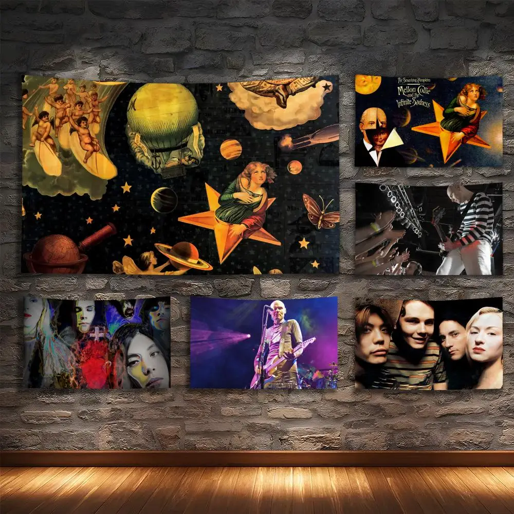 

S-SmashingS Pumpkins Tapestry Custom Living Bedroom Party Dormitory Interior Wall Bohemian Decoration Attached Clip