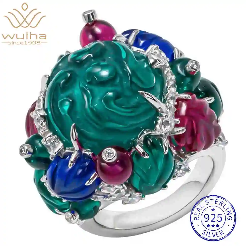 WUIHA Vintage 100 % 925 Sterling Silber Lab Saphir Diamanten mit hohem Kohlenstoffgehalt Edelstein
