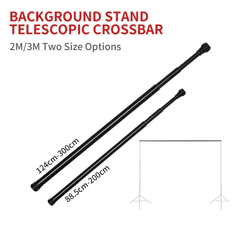 

SH Telescopic Crossbar 2m/ 3M Telescopic Rod Suitable For Backstand Stand Adjustable Lamp Holders/ C stand Photo Studio Kits