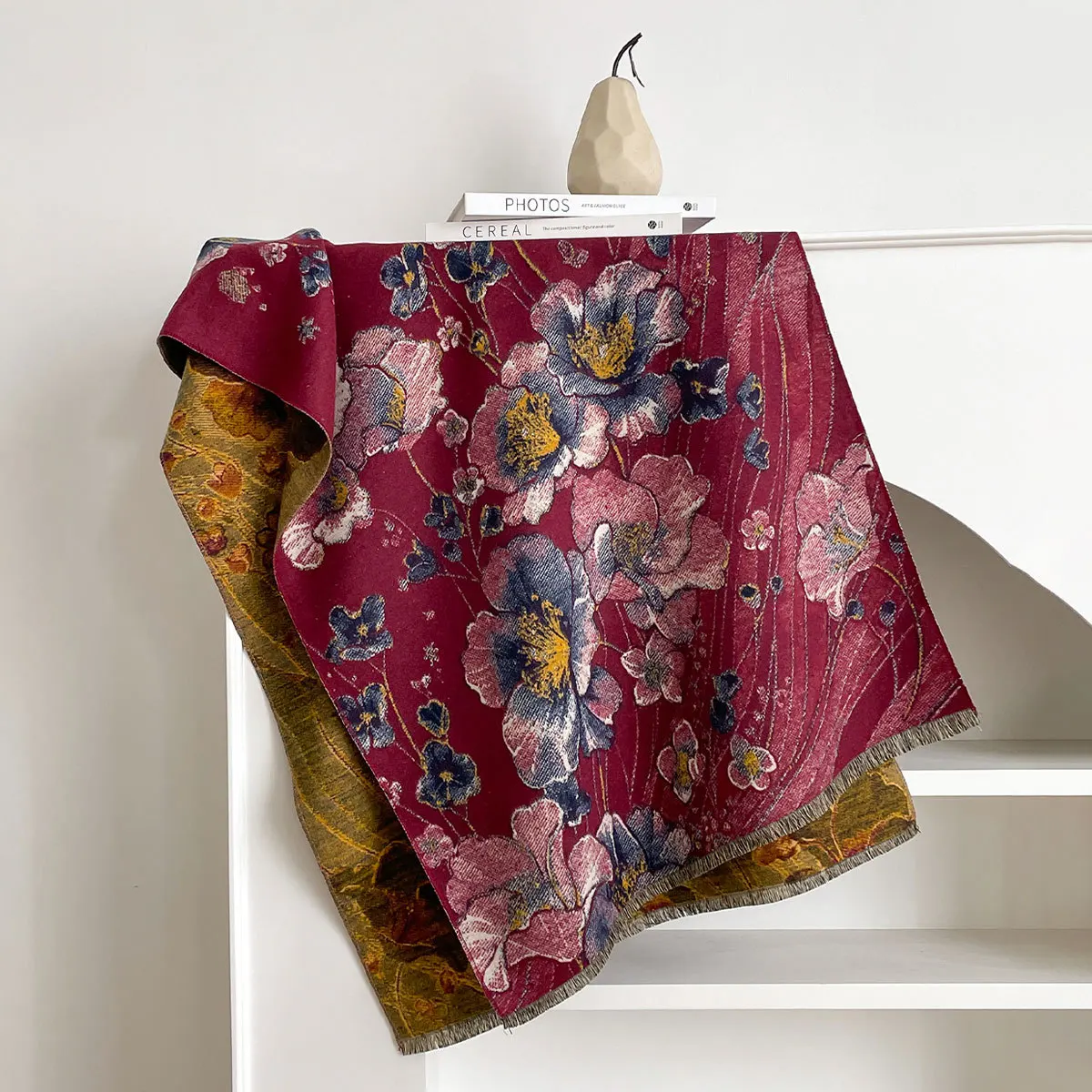 

Роскошный зимний кашемировый шарф, женский дизайн, теплое одеяло, шарфы-пончо, женский шаль с рисунком анемона, толстый платок Bufanda