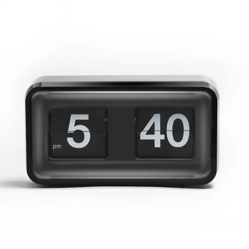 Retro Flip Clock in Transparent Case - Vintage Cat Eye Design for Living Room/Desk, Black& White Gift for Home Decor Enthusiasts