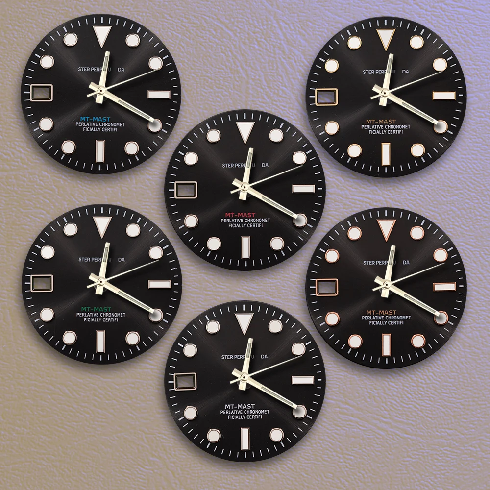 Best sellers 28.5mm S Logo GMT Dial 9 o'clock calendar Ice Blue Noctilucentnt Fit NH34 Movement Watch Modification Accessories