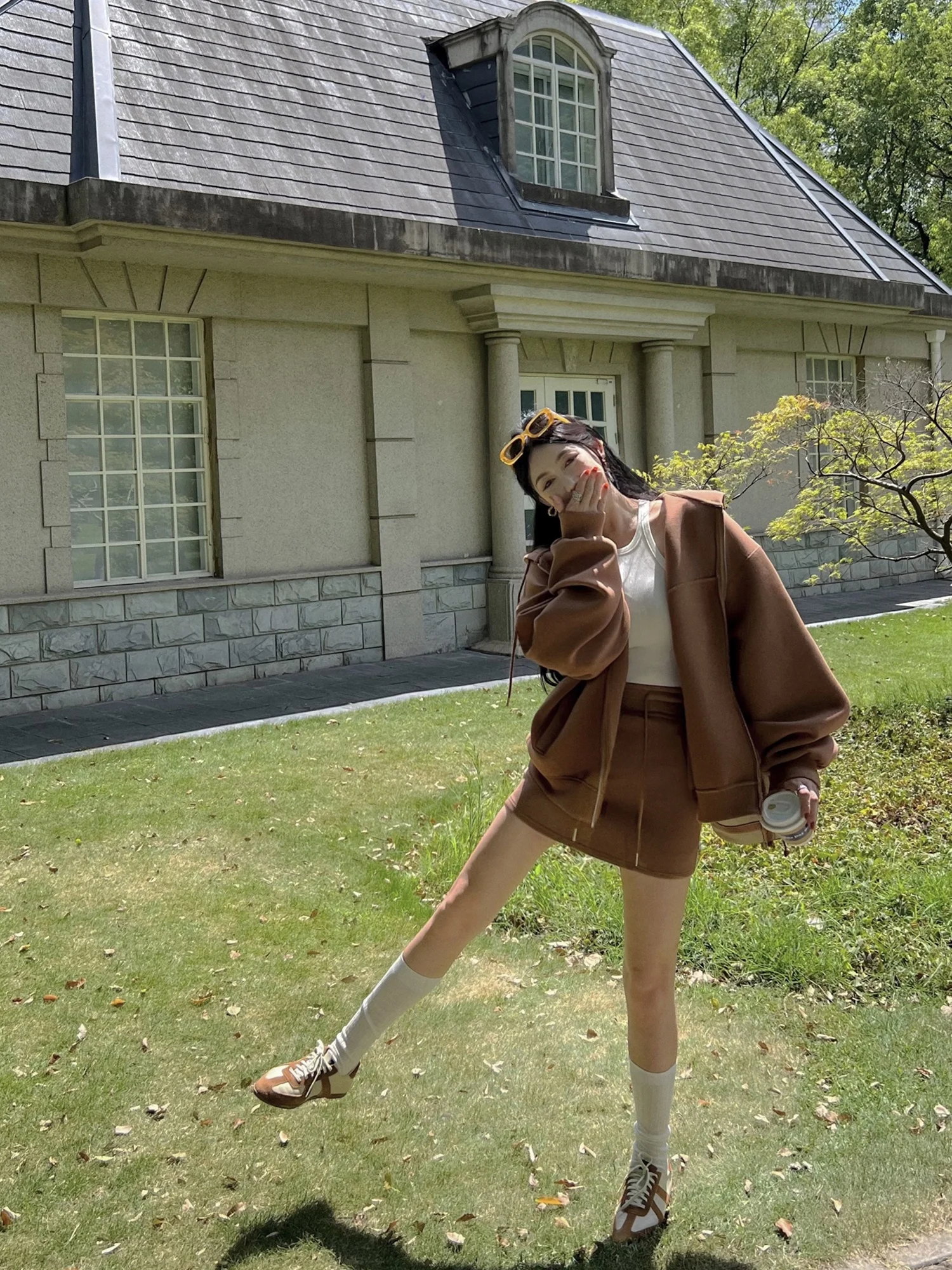 

Injunestudio Dr Come True Wellington Weekly High am Space Cotton Lazy Hoodie Jaet Skirt Pants Set Women's Fashion Set