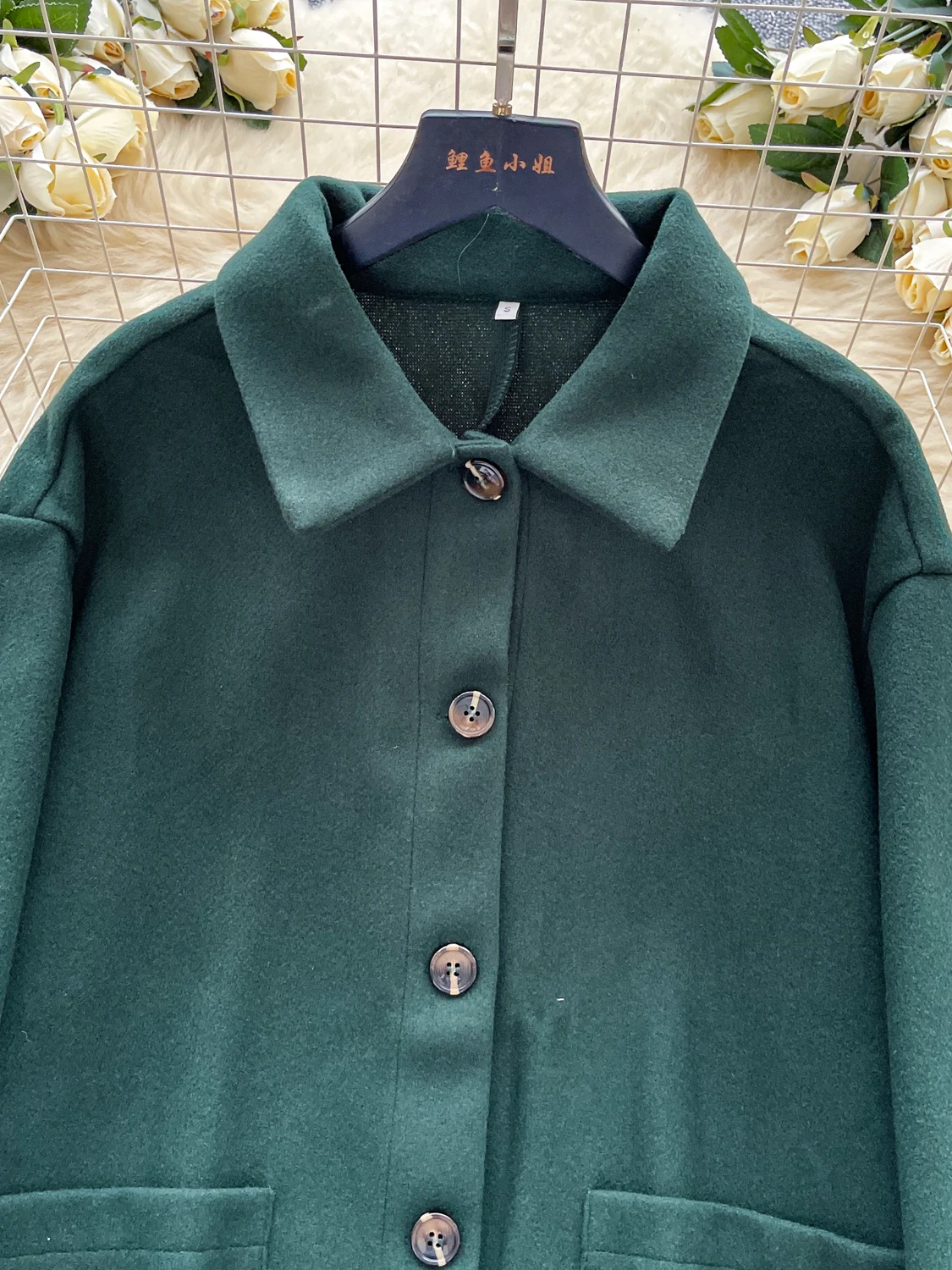 

Korean Sle Collar Jaet Women's Casual Loose High-End Light Maturi Lady Faion Top Trendy Commute Wind Autumn New