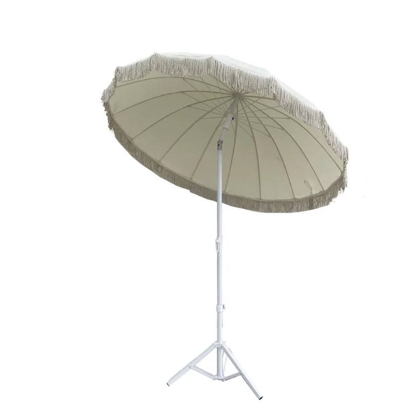 

16K fiber Korean fringed umbrella Beach outdoor camping umbrella Sun advertising umbrella Hotel homestay decoration