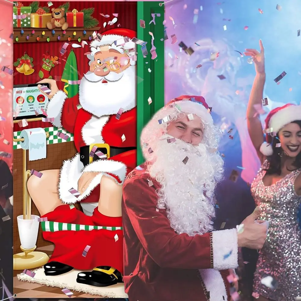 

Background Christmas Hanging Cloth Ornaments 90x185cm Santa Claus Decoration Holiday Banner Christmas Door Cover Porch Home