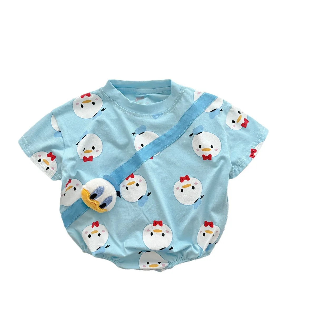 Disney 0-2 Year Old Baby Triangle Clothes Summer Short Sleeve Cotton Donald Duck Boys and Girls Baby Modeling Photo Suit Clothes