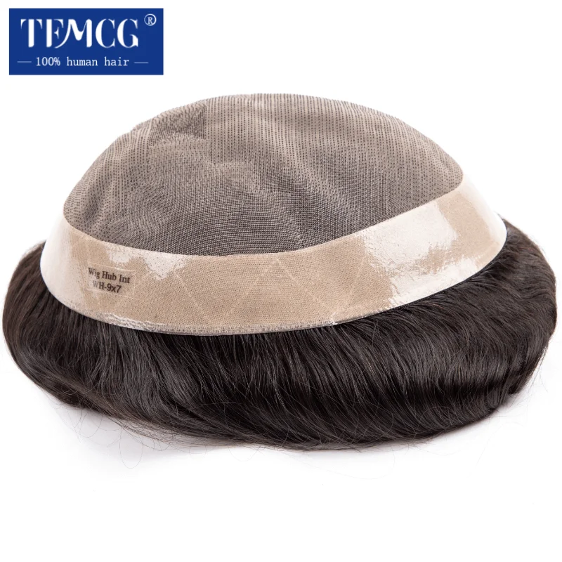 Men Toupee Mono Men Wig 130% Density 100% Human Hair Durable Male Hair Prosthesis Toupee Men 6\