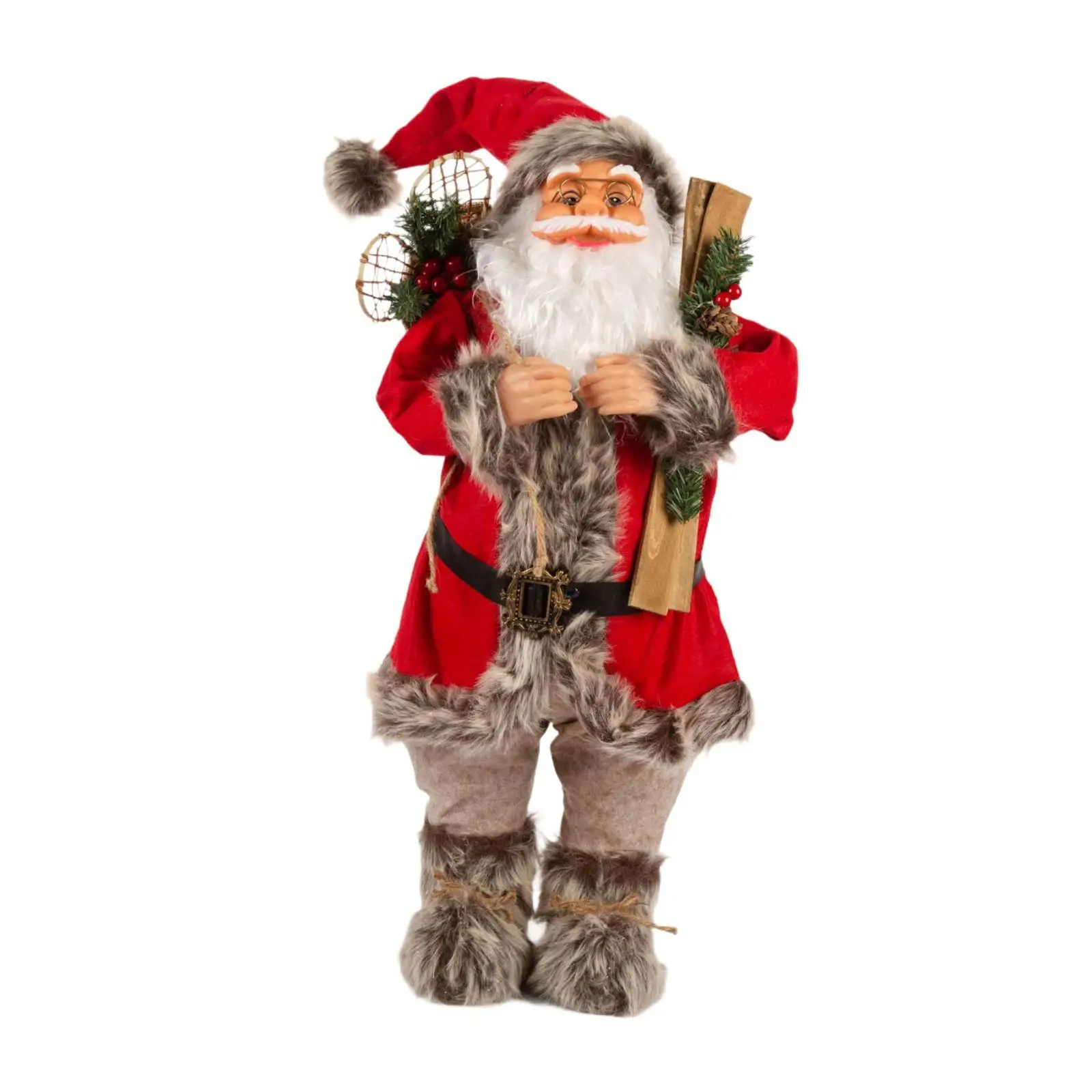 Santa Figurine Traditional Santa Claus Doll for Farmhouse Mantle Bookshelf