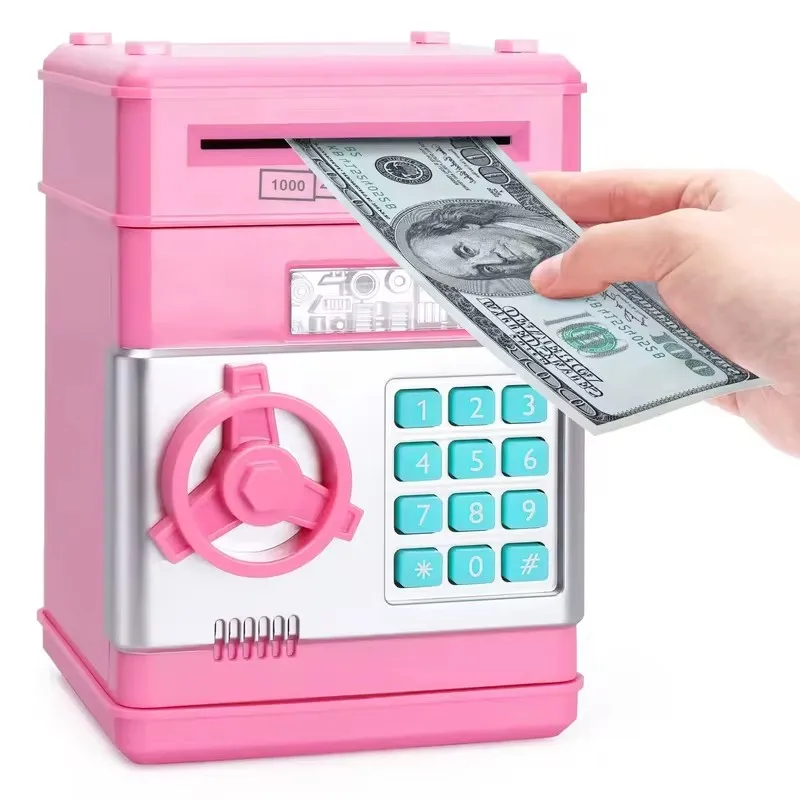 Hucha creativa automática para ahorro de dinero en efectivo, Mini caja de seguridad para monedas, código de contador de contraseña, cerradura de llave, cajero automático, regalo para niños, 1 unidad