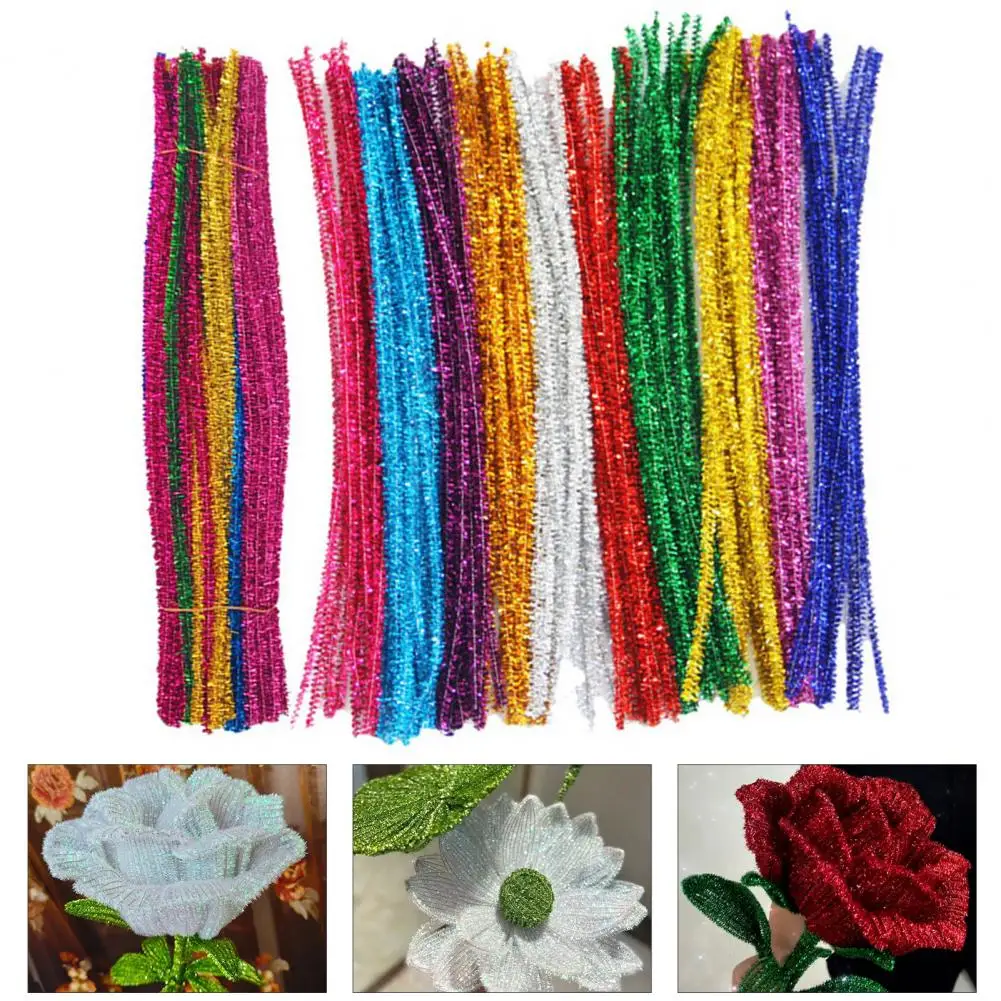 2 Bundles 30CM Pipe Cleaner Glitter Kids Pipe Cleaners Colorful Pipe Cleaners Bundle Children Chenille Stem Educational Toys