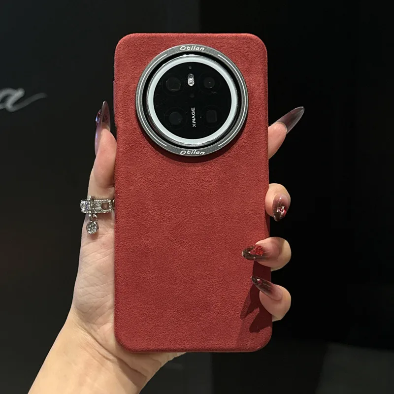 

Flannel Magnetic Attraction Phone Case for Huawei Mate 70 Pro Mate 60Pro Luxury Imported High-end Suede Metal Lens Ring Cover
